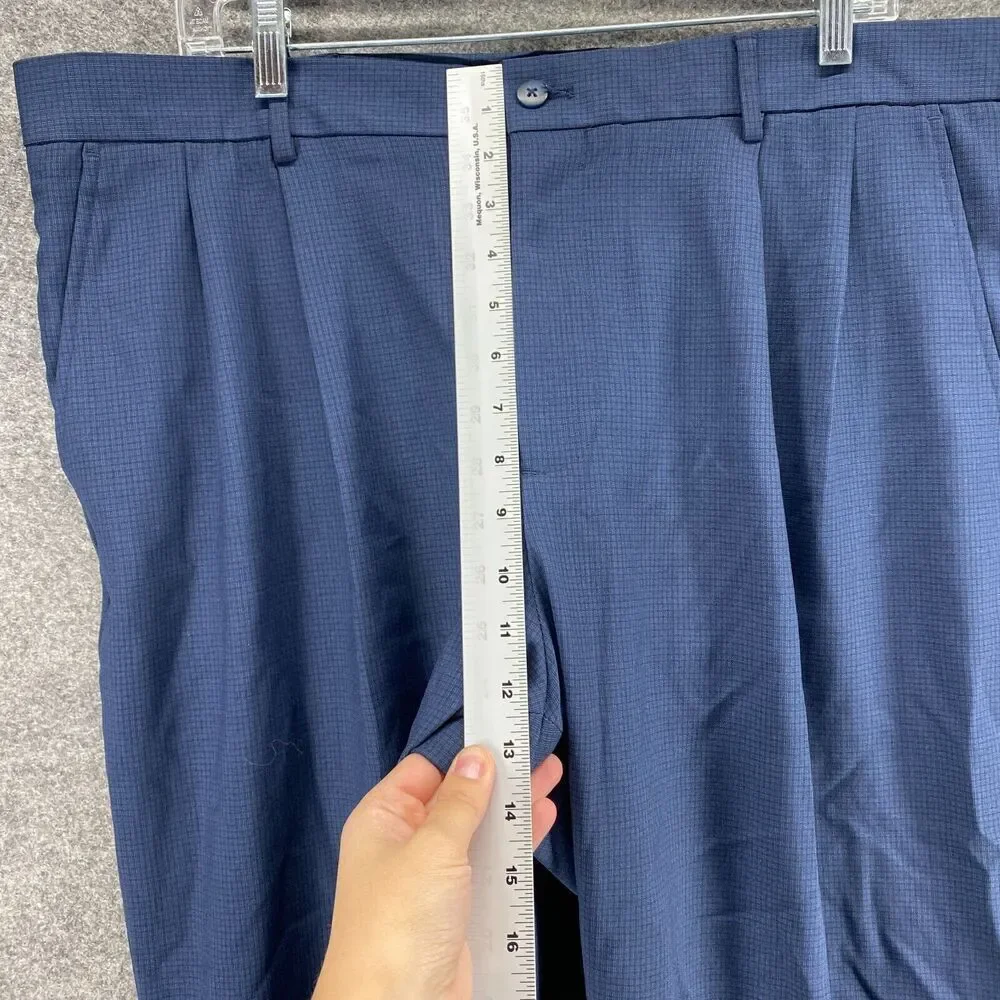 New Van Heusen Dress Pants Men 40*30 Blue Mid Rise Pleated Classic Fit Straight